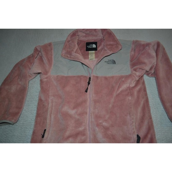 29877 The North Face Plush Fleece Jacket Full Zip Pink Gray Size Large Girls - Picture 10 of 10